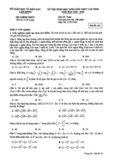 Đề thi chọn học sinh giỏi THPT cấp tỉnh năm học 2025 – 2026 môn Toán