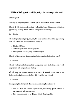 Giải Công nghệ 11 Bài 16: Chuồng nuôi và biện pháp vệ sinh trong chăn nuôi | Kết nối tri thức