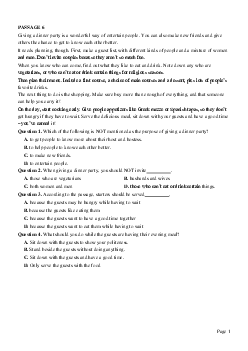 PASSAGE 6_Theme 7. Cultural Diversity (Đa dạng văn hóa)