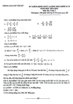 Đề kiểm định HSG Toán 7 năm 2022 – 2023 phòng GD&ĐT Tân Kỳ – Nghệ An