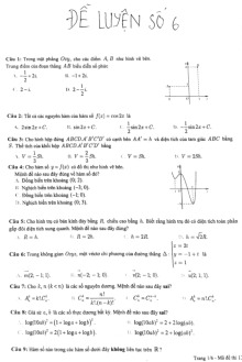 Đề luyện thêm số 6 ôn thi THPT quốc gia | Môn Toán