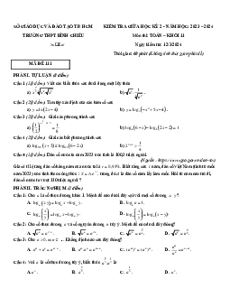 Đề giữa học kỳ 2 Toán 11 năm 2023 – 2024 trường THPT Bình Chiểu – TP HCM