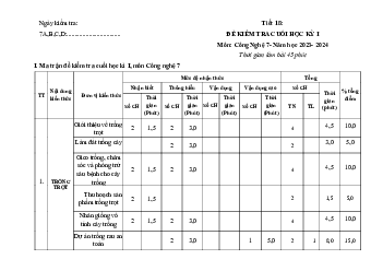 Đề thi học kì 1 môn Công nghệ 7 năm 2023 - 2024 sách Kết nối tri thức với cuộc sống - Đề 6