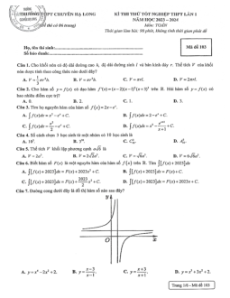 Đề thi thử Toán tốt nghiệp THPT 2024 lần 1 trường chuyên Hạ Long – Quảng Ninh