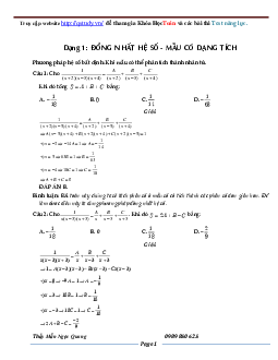 Nguyên hàm, tích phân chống casio – phân thức và đổi biến – Mẫn Ngọc Quang Toán 12