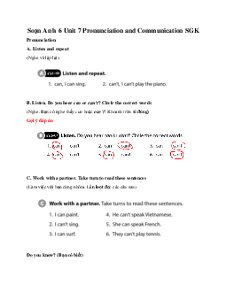Soạn Anh 6 Unit 7 Pronunciation and Communication SGK Cánh diều