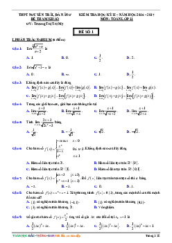 Bộ đề ôn tập HK2 Toán 11 năm học 2016 – 2017 trường THPT Nguyễn Trãi – Đà Nẵng