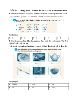 Giải SBT Tiếng Anh 7 Global Success Unit 5 Pronunciation