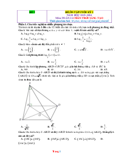 Đề kiểm tra học kỳ 2 Toán 11 sách Chân trời sáng tạo - Đề 5 (có đáp án)