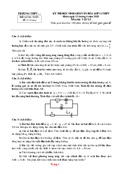 Đề thi HSG Vật Lí 11 cấp trường 2022-2023 (có đáp án)