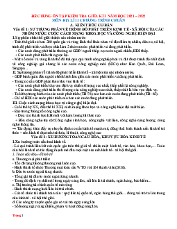 Đề cương ôn tập Địa Lí 11 giữa HK1