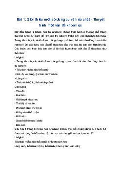 Giải Khoa học tự nhiên 9 Chân trời sáng tạo Bài 1: Giới thiệu một số dụng cụ và hoá chất. Thuyết trình một vấn đề khoa học