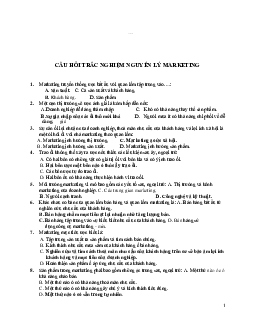 Câu hỏi trắc nghiệm nguyên lý maketing (có đáp án)