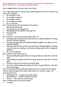 Bộ trắc nghiệm 80 câu Giáo dục học | Đại học Sư Phạm Hà Nội