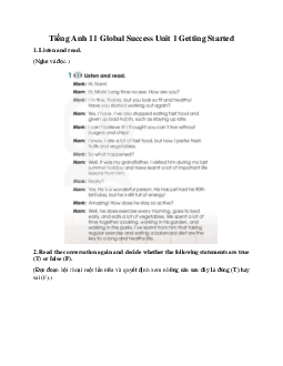 Giải Unit 1 Getting Started | Tiếng Anh 11 Global Success