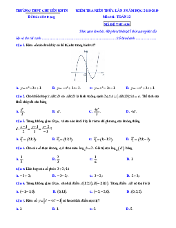 Đề kiểm tra kiến thức Toán 12 lần 3 năm 2018 – 2019 trường chuyên KHTN – Hà Nội