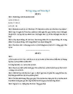 Bài tập nâng cao môn Toán lớp 3 (tuần từ 20/4 đến 25/4/2021)