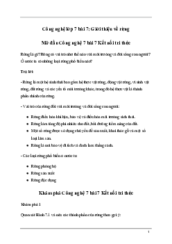 Giải Công nghệ 7 Bài 7: Giới thiệu về rừng | Kết nối tri thức