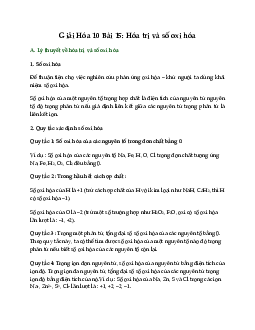 Giải Hóa 10 Bài 15: Hóa trị và số oxi hóa