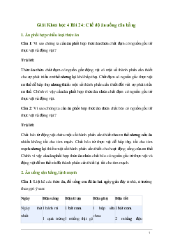 Giải Khoa học lớp 4 Bài 24: Chế độ ăn uống cân bằng | Kết nối tri thức