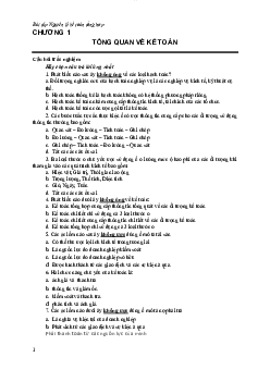 Bộ câu hỏi trắc nghiệm ôn tập Chương 1:Tổng quan về kế toán học phần Nguyên lý kế toán
