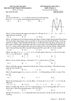 Đề khảo sát lần 1 Toán 12 năm 2023 – 2024 trường THPT Đinh Tiên Hoàng – Hà Nội
