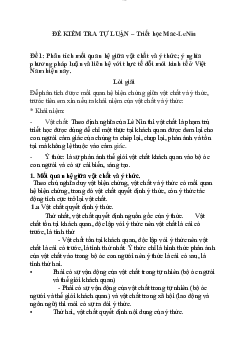 Đề kiểm tra tự luận Triết học Mác-Lenin | Trường Cao đẳng Kinh tế Công nghiệp Hà Nội