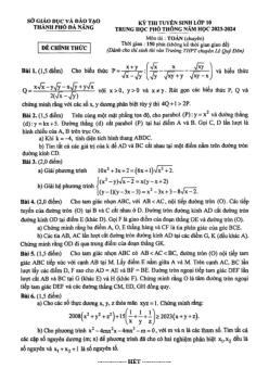 Đề tuyển sinh lớp 10 môn Toán (chuyên) năm 2023 – 2024 sở GD&ĐT Đà Nẵng