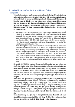 Phân tích môi trường vĩ mô của Highland Coffee trường đại học thương mại