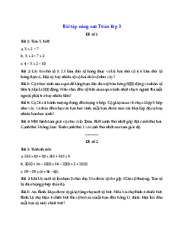 Bài tập nâng cao môn Toán lớp 3 (tuần từ 27/4 đến 2/5/2021)