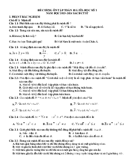 Đề cương ôn tập giữa học kì 1 môn Toán lớp 10 năm 2023 - 2024 (Sách mới) | Chân Trời Sáng Tạo