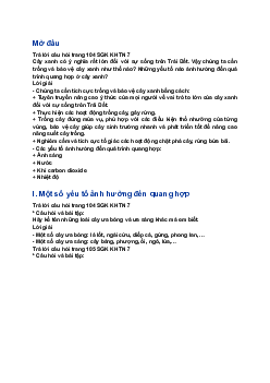 Giải SGK Khoa học tự nhiên 7 bài 23: Một số yếu tố ảnh hưởng đến quang hợp| Kết nối tri thức