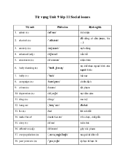 Từ vựng Unit 9: Social issues | Tiếng anh 11 Global Success