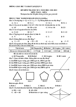 Đề học kì 1 Toán 6 năm 2022 – 2023 phòng GD&ĐT quận 8 – TP HCM