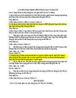 Bài tập dạng câu hỏi nhận định đúng sai môn Luật đầu tư có đáp án