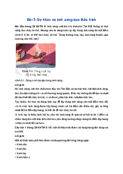 Giải Khoa học tự nhiên 9 Cánh diều Bài 5: Sự khúc xạ ánh sáng qua thấu kính