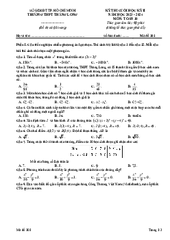 Đề thi cuối học kỳ 2 Toán 10 năm 2023 – 2024 trường THPT Thăng Long – TP HCM