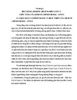 Bài giảng Kinh tế chính trị là một trong ba bộ phận cấu thành của lý luận Mác - Lênin | Học viện Ngân Hàng