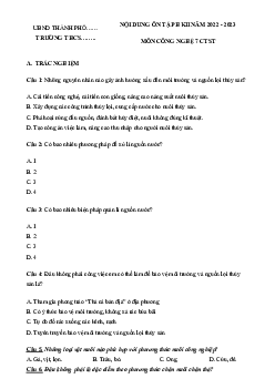 Đề cương ôn tập học kì 2 môn Công nghệ 7 sách Chân trời sáng tạo