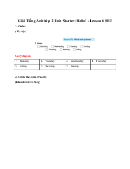 Unit Starter: Hello! - Lesson 6 SBT | Tiếng anh 2 Family and Friends