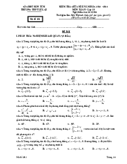 Đề thi giữa học kỳ 2 Toán 10 năm 2023 – 2024 trường THPT Lê Lợi – Kon Tum
