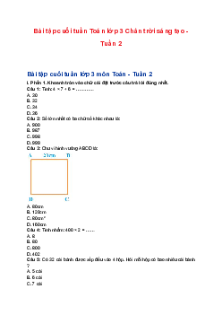 Bài tập cuối tuần Toán lớp 3 Chân trời sáng tạo - Tuần 2