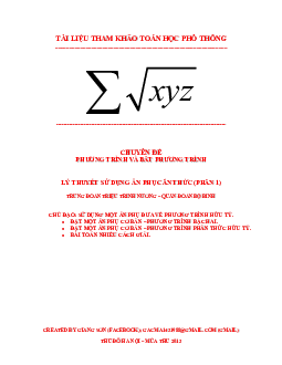 Sử dụng một ẩn phụ đơn giản giải phương trình chứa căn (ẩn phụ 1) – Lương Tuấn Đức