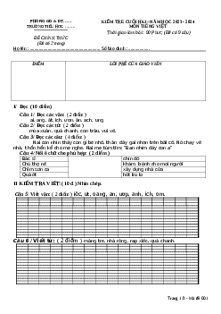 ĐỀ THI HỌC KÌ 1 lớp 1 môn Tiếng Việt | Đề 4 | Chân trời sáng tạo