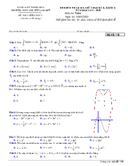 Đề kiểm tra giữa kì 2 Toán 12 năm 2018 – 2019 trường Thuận Thành 3 – Bắc Ninh