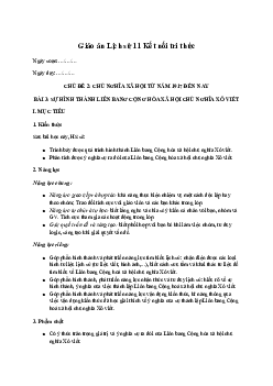 Bài 3: Sự hình thành Liên Bang Cộng hòa xã hội chủ nghĩa Xô Viết | Giáo án Lịch sử 11 Kết nối tri thức