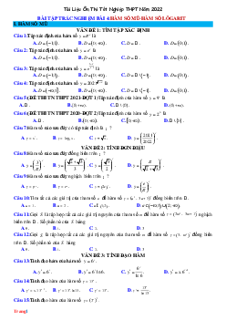 60 Câu Trắc Nghiệm Hàm Số Mũ Và Lôgarit Theo Dạng Có Đáp Án