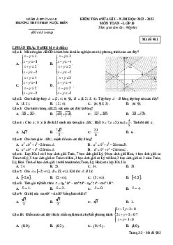 Đề giữa kỳ 1 Toán 10 năm 2022 – 2023 trường THPT Phan Ngọc Hiển – Cà Mau