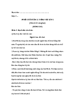 Bài tập cuối tuần Tiếng việt lớp 2 | Chân trời Sáng tạo Tuần 11 Nâng cao
