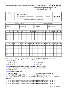 Đề thi cuối kỳ nhập môn mạng máy tính